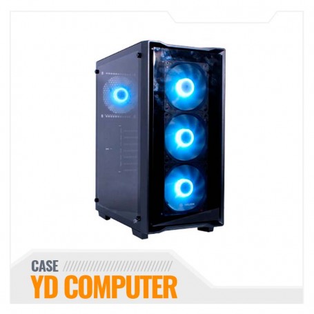 CASE HALION GAMER TITAN 105 NEGRO 4X ARGB SIN FUENTE VIDRIO
