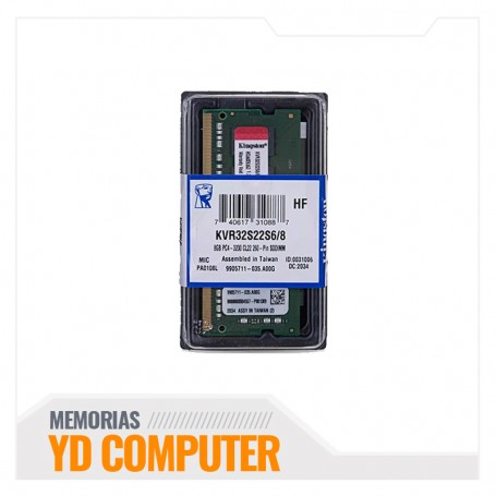 MEMORIA KINGSTON SODIMM 8GB 3200 MHZ KVR32S22S6/8 DDR4