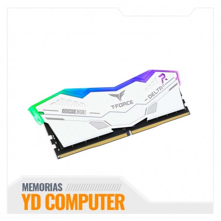 MEMORIA TEAMGROUP T-FORCE DELTA WHITE RGB, 16GB DDR5-6000MHZ  CL38, 1.25V