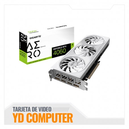 TARJETA DE VIDEO GIGABYTE GEFORCE NVIDIA RTX 4060 AERO OC 8GB DDR6 128 BITS (GV-N4060AERO OC-8GD)