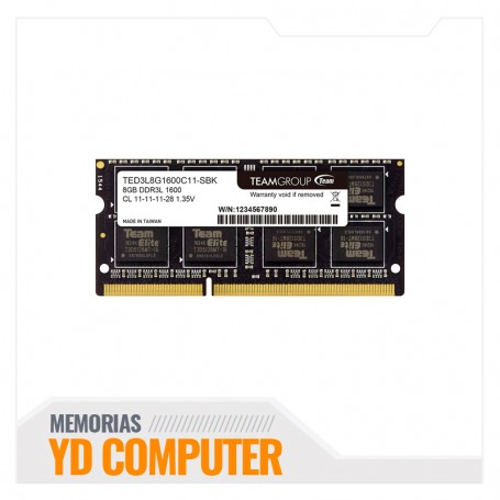 MEMORIA TEAMGROUP, 8GB, DDR3L, SODIMM, 1600MHZ, TED3L8G1600C11-S01