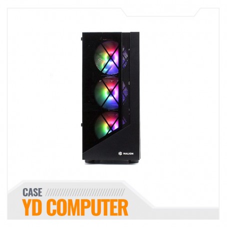 CASE HALION GAMER DRAGON CR15 NEGRO 500W 4X12 RAINBOW VIDRIO