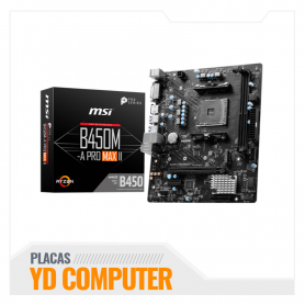 MOTHERBOARD MSI B450M-A PRO MAX II, CHIPSET AMD B450, AM4, HDMI, DVI-D, MATX