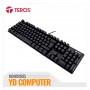 TECLADO MECANICO TEROS TE-4068G, RETROILUMINACION RAINBOW, USB 2.0, COLOR NEGRO