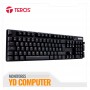 TECLADO MECANICO TEROS TE-4068G, RETROILUMINACION RAINBOW, USB 2.0, COLOR NEGRO