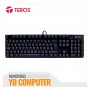 TECLADO MECANICO TEROS TE-4068G, RETROILUMINACION RAINBOW, USB 2.0, COLOR NEGRO