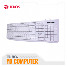 TECLADO ESTÁNDAR TEROS TE-4069S, MULTIMEDIA, USB 2.0, ESPAÑOL, COLOR BLANCO