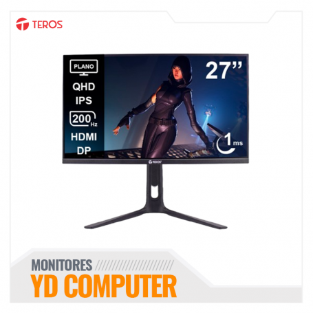 MONITOR PLANO GAMING TEROS TE-2754G, 27" QHD IPS, 200HZ, 1MS, HDMI, DP, AUDIO OUT