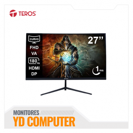MONITOR CURVO GAMING TEROS TE-2787G 27" FHD VA 180HZ 1MS HDMI DP AUDIO OUT NEGRO