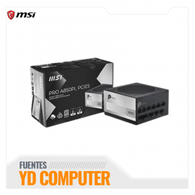 FUENTE DE PODER MSI POWER SUPPLY PRO A850PL PCIE5 80 PLUS PLATINIUM FULL MODULAR/PCIE5